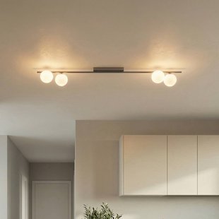TK Lighting Plafondlamp Imelo, bruin, 4-lamps, glas, lengte 140 cm