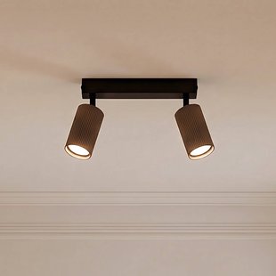 TK Lighting Plafondspot Tune, 2-lamps, bruin, metaal, lengte 44 cm