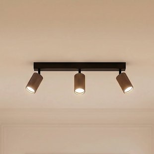 TK Lighting Plafondspot Tune, 3-lamps, bruin, metaal, lengte 66 cm