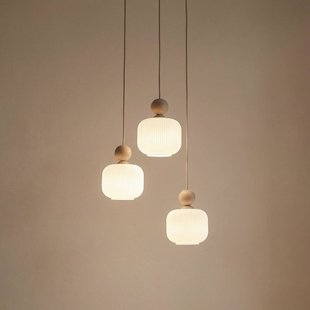 TK Lighting Hanglamp Ballo, 3-lamps, wit, glas, Ø 35 cm