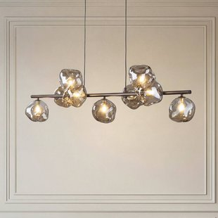 TK Lighting Hanglamp Lava, bruin, 9-lamps, glas, lengte 116 cm, G9