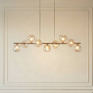 TK Lighting Hanglamp Lava, beige, 9-lamps, glas, lengte 116 cm, G9