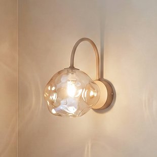TK Lighting Wandlamp Lava, beige, glas, hoogte 21 cm, G9