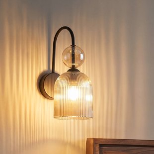 TK Lighting Wandlamp Sophia, cognac/zwart, glas, hoogte 33,5 cm, E14