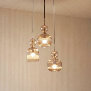 TK Lighting Hanglamp Sophia, 3-lamps, Ø 41 cm, cognac/zwart, E14