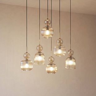 TK Lighting Hanglamp Sophia, 6-lamps, 65 cm, cognac/zwart, E14