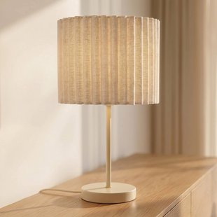Lindby tafellamp Libbie, hoogte 45 cm, linnen, crème, E27
