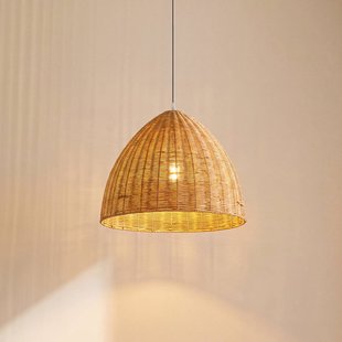 Lindby hanglamp Laverne, Ø 40 cm, rotan, E27