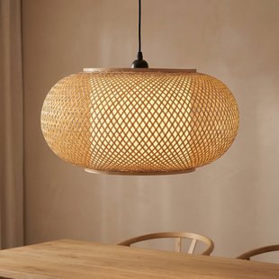 Lindby hanglamp Romaine, naturel, Ø 50 cm, bamboe, E27