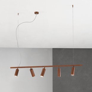 Cremasco Hanglamp 7531, gebruneerd hout, 5-lamps, GU10
