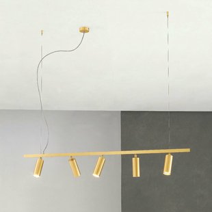 Cremasco Hanglamp 7531, satijnmessing, 5-lamps, GU10