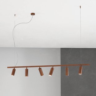 Cremasco Hanglamp 7532, gebrand hout, 6-lamps, GU10