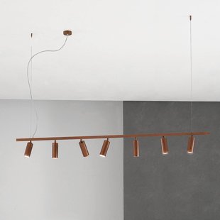 Cremasco Hanglamp 7533, gebrand hout, 7-lamps, GU10