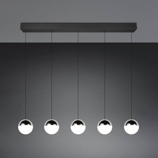 Reality Leuchten LED hanglamp Senta, chroom, lengte 114 cm, 4.000 K, 5-lamps.