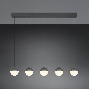 Reality Leuchten LED hanglamp Senta, antraciet, lengte 114 cm 3.000 K 5-lamps.