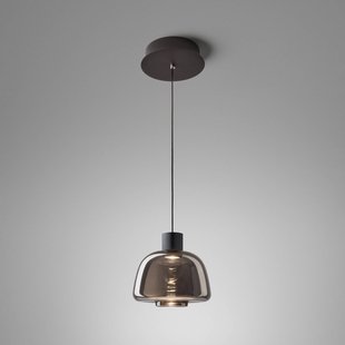 Bover LED hanglamp Drep S/01, rookgrijs, glas, 2.700 K