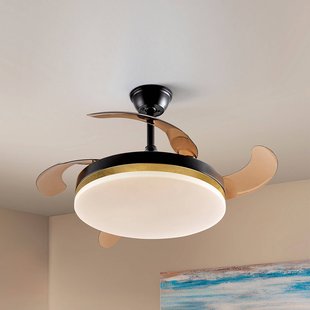 Schuller Valencia LED plafondventilator Vento zwart/goud/rookkleurig Ø 100 cm stil
