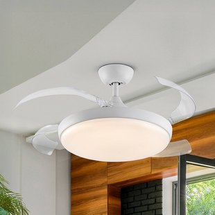Schuller Valencia LED plafondventilator Venturi wit/transparant DC, Ø 106 cm stil