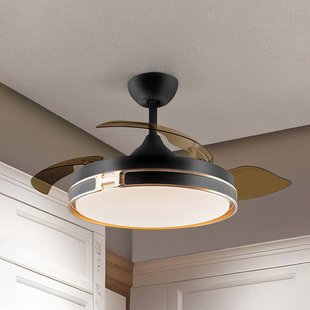 Schuller Valencia LED plafondventilator Herón zwart/goud/rookkleurig Ø 106 cm stil