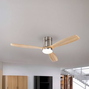 Schuller Valencia LED plafondventilator Siroco, nikkel/licht hout Ø 132 cm stil
