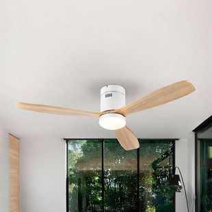Schuller Valencia LED plafondventilator Siroco, wit/licht hout Ø 132 cm, stil