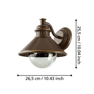 EGLO Buitenwandlamp Albacete, bruin/koper, Ø 26 cm, metaal