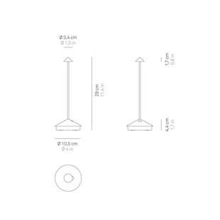 Zafferano Pina 3K LED tafellamp op accu, donkergrijs, IP54