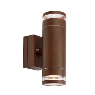Markslöjd LED buiten wandlamp Luno, bruin, 2-lamps, IP65, dimbaar.
