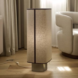 MARKET SET Vloerlamp Dolce, kalksteenbeige, linnen, E27