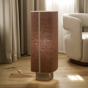 MARKET SET Vloerlamp Dolce, kurkbruin, linnen, E27