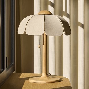 MARKET SET tafellamp Coquillage, linnen naturel/hout, E27