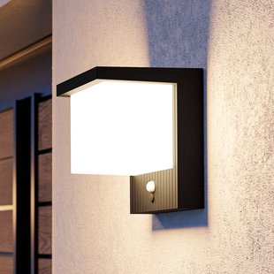 EGLO LED-wandlamp op zonne-energie Frigento, zwart, hoogte 15 cm, sensor