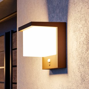 EGLO LED-wandlamp op zonne-energie Frigento, roestkleurig, hoogte 15 cm, sensor
