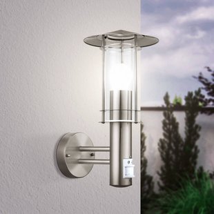 EGLO Buitenwandlamp Lisio, roestvrijstalen kleur, hoogte 36 cm, sensor