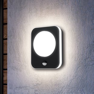 EGLO LED buiten wandlamp Madriz, zwart, breedte 23 cm, sensor