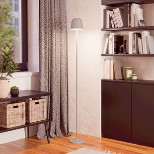EGLO LED-terraslamp op accu Mannera-L, grijs, hoogte 140 cm, metaal