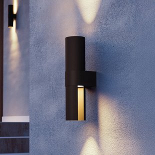 EGLO LED buiten wandlamp Montelauro, zwart, hoogte 32 cm, metaal