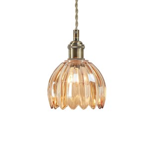 Markslöjd Hanglamp Gota, oud messing/amber, glas, Ø 13 cm, stekker