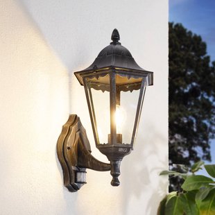 EGLO Buitenwandlamp Navedo, zwart/zilver, hoogte 42 cm, sensor