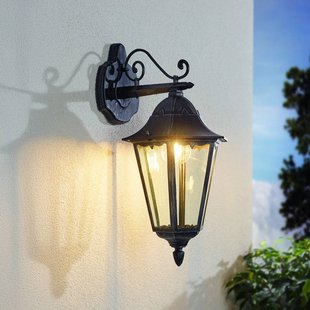 EGLO Buitenwandlamp Navedo, zwart/zilver, hoogte 47 cm, naar beneden gericht