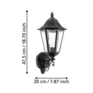 EGLO Buitenwandlamp Navedo, zwart/zilver, hoogte 47 cm, naar boven gericht