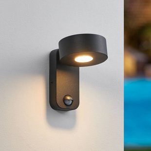 EGLO LED buiten wandlamp Palosco, zwart, hoogte 17 cm, metaal, sensor