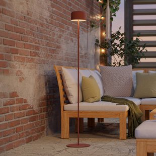 EGLO Roccanova-L oranje LED-terraslamp op zonne-energie, hoogte 120 cm