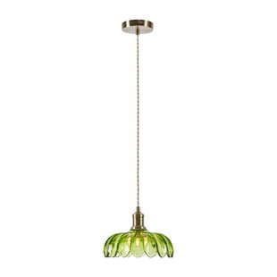Markslöjd Hanglamp Kurage, oud messing/groen, glas, Ø 26 cm, E27