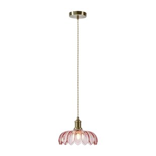 Markslöjd Hanglamp Kurage, oud messing/roze, glas, Ø 26 cm, E27