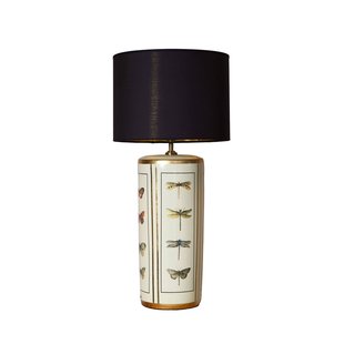 PR Home Tafellamp Lucca, zwart, hoogte 67 cm, linnen textiel, keramiek