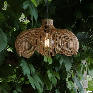 PR Home Buiten hanglamp Belle, natuurlijk rotan, Ø 43 cm, stekker IP44