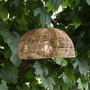 PR Home Buiten hanglamp Mayla, rotan naturel, Ø 43 cm, stekker IP44