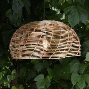 PR Home Buiten hanglamp Mayla, rotan naturel, Ø 53 cm, stekker IP44