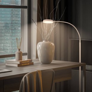 Briloner LED vloerlamp Megg, beige, metaal, 3.000 K, touchdimmer